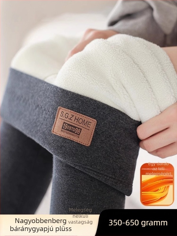 Női thermoláb fleece-béléssel, extra vastag és meleg téli viselethez, magas derékú haskontrollal, pamutszerű érzetű anyag, teljes hosszúságú
