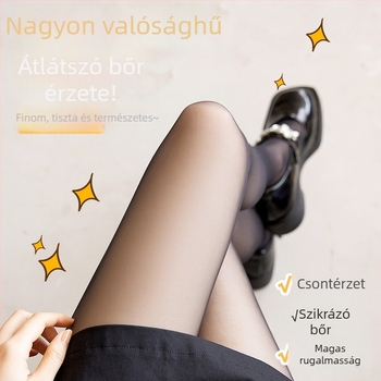 Fekete áttetsző harisnyák nude hatással, egy darabos, fényes felületű, bélelt és vastag téli–őszi használatra