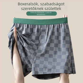 Férfi hosszú szálú pamut-modál boxer shorts – könnyű, lazán szabott, középmagasságú derék, csíkos