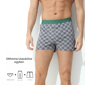 Férfi hosszú szálú pamut-modál boxer shorts – könnyű, lazán szabott, középmagasságú derék, csíkos