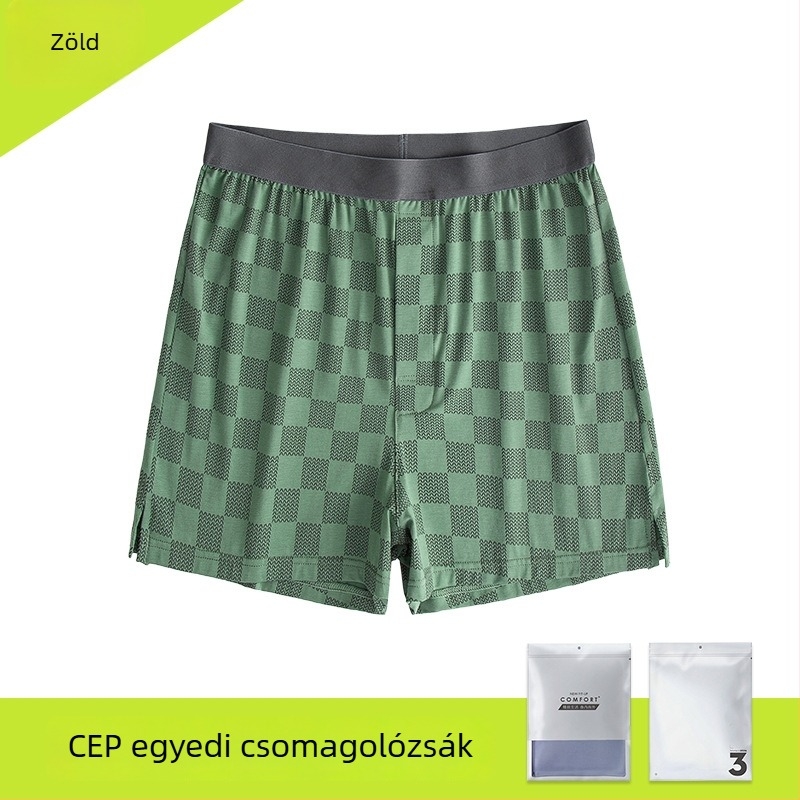 Férfi hosszú szálú pamut-modál boxer shorts – könnyű, lazán szabott, középmagasságú derék, csíkos
