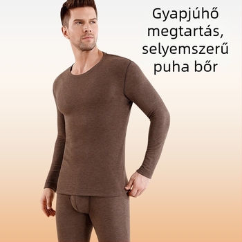 Férfi gyapjú termikus alsónemű készlet, dupla réteg, extra vastag, akril bélés, melegen tart őszi–téli időszakban