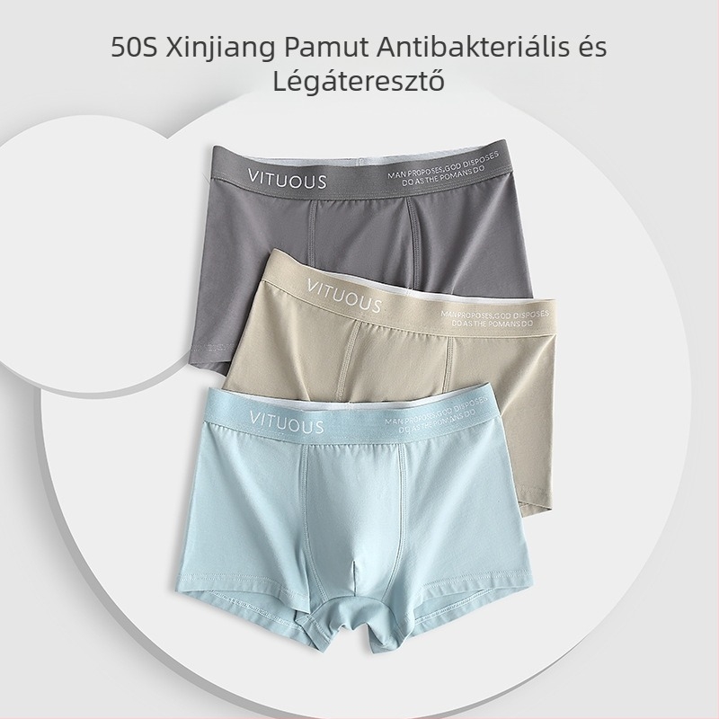 Férfi boxer brief 95% pamutból, középmagasságú derék, légáteresztő, sima szövés