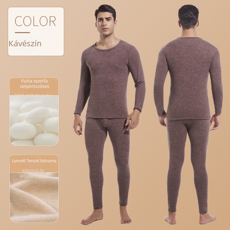 Férfi melegítő alsó- és felsőruha készlet fleece-béléssel, vastított őszi-téli viselethez