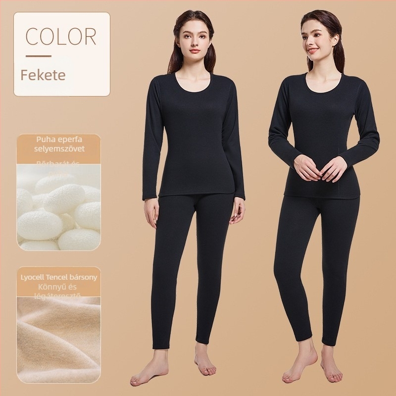 Férfi melegítő alsó- és felsőruha készlet fleece-béléssel, vastított őszi-téli viselethez