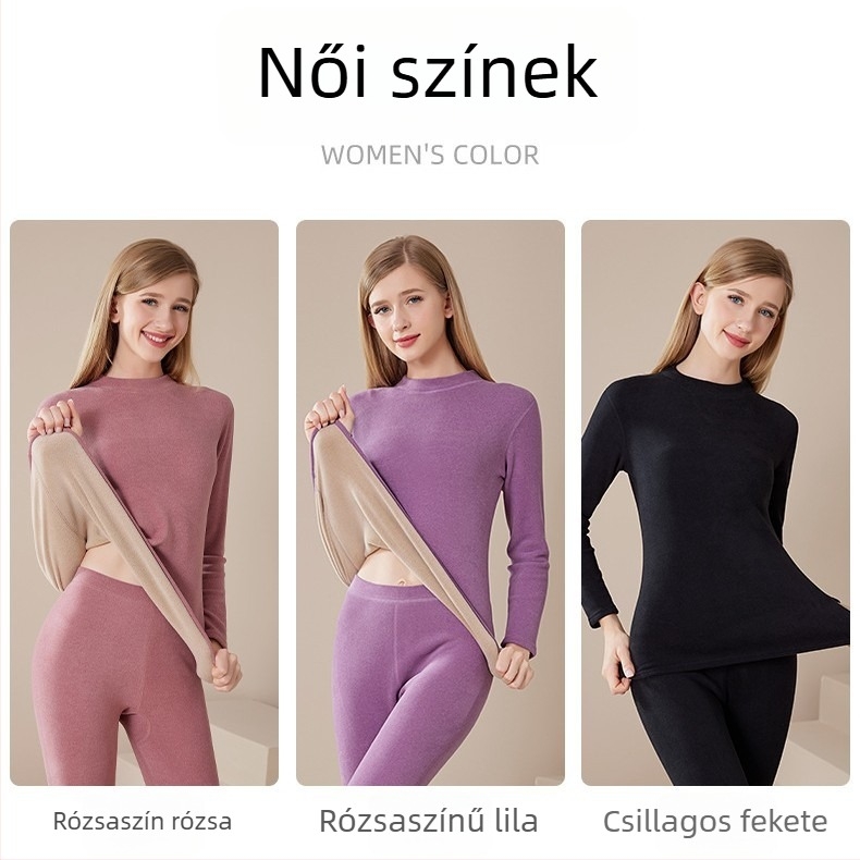 Őszi–téli kerek nyakú, fleece-lével bélelt, vastag termoszett uniszex férfiak és nők számára