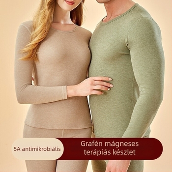 Dupla rétegű termikus alsó- és felsőruha készlet, vast anyagú, kerek nyakú, hosszú ujjú felső és nadrág