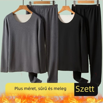 Férfi hőtermelő alsóruha szett fleece béléses, De Velvet anyag; 80–90% poliészter; 251–300 g/m2 vastagság; kerek nyakú, hosszú ujjú felső