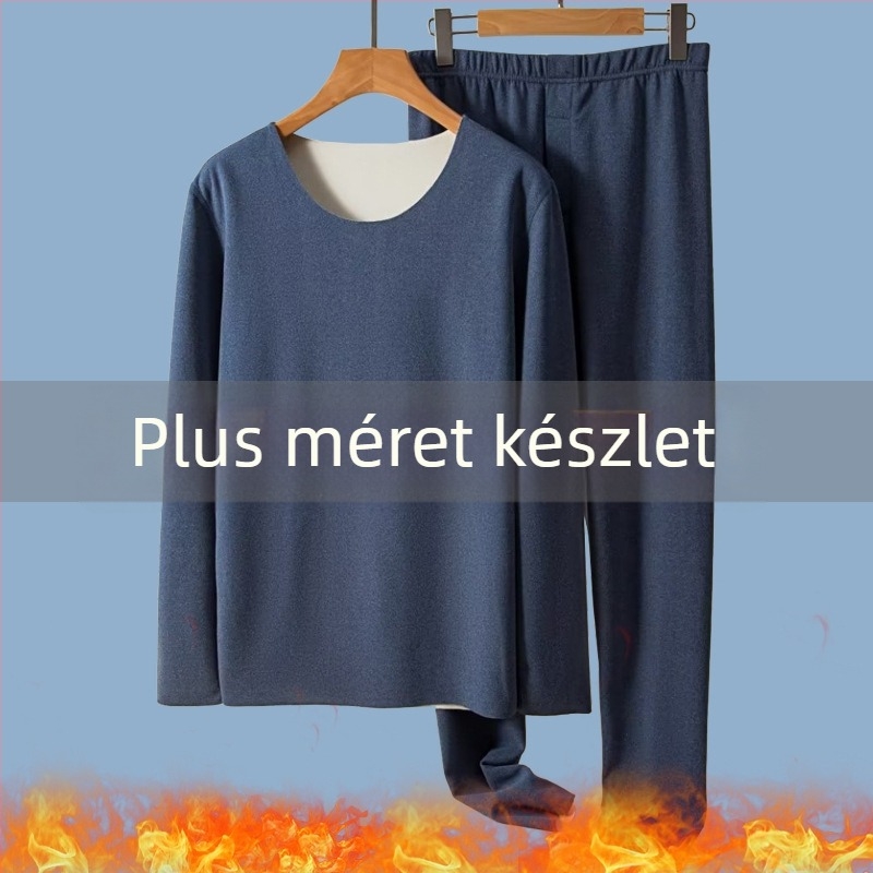 Férfi hőtermelő alsóruha szett fleece béléses, De Velvet anyag; 80–90% poliészter; 251–300 g/m2 vastagság; kerek nyakú, hosszú ujjú felső