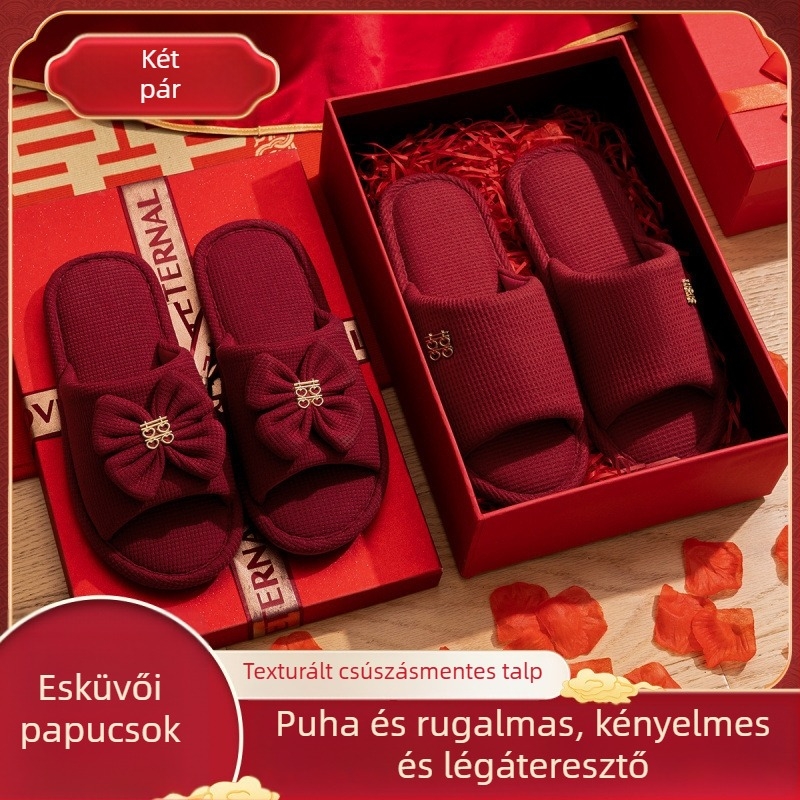 Uniszex esküvői papucs, toe-loop kialakítású, denim felsőrész, PVC talp, párnak