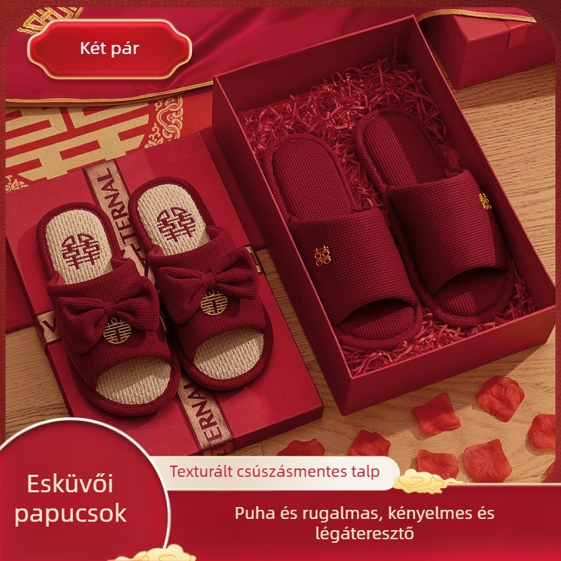 Uniszex esküvői papucs, toe-loop kialakítású, denim felsőrész, PVC talp, párnak