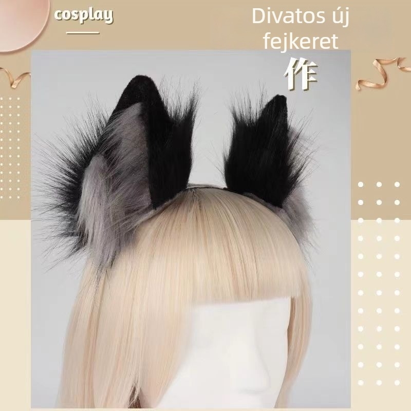 Cosplay kiegészítő: kézzel készült róka-fül fejpánt; mesterséges fül; Márka Unique; Raktáron; Nyár 2021