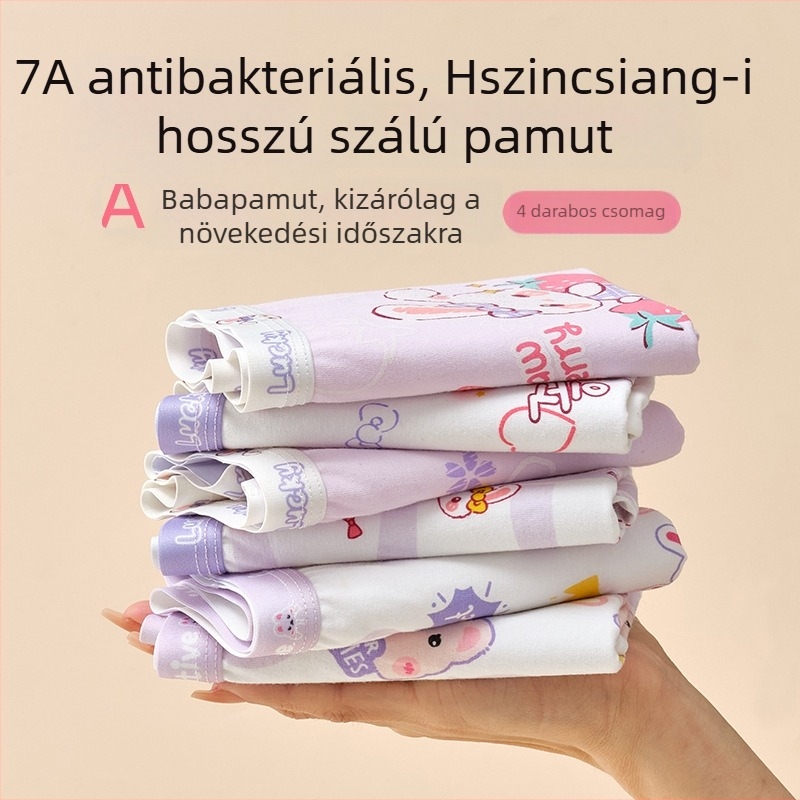 Lányoknak készült lélegző pamut alsónemű, A típus, középmagas derekú boxeralsó