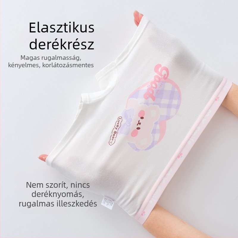Lányoknak készült lélegző pamut alsónemű, A típus, középmagas derekú boxeralsó
