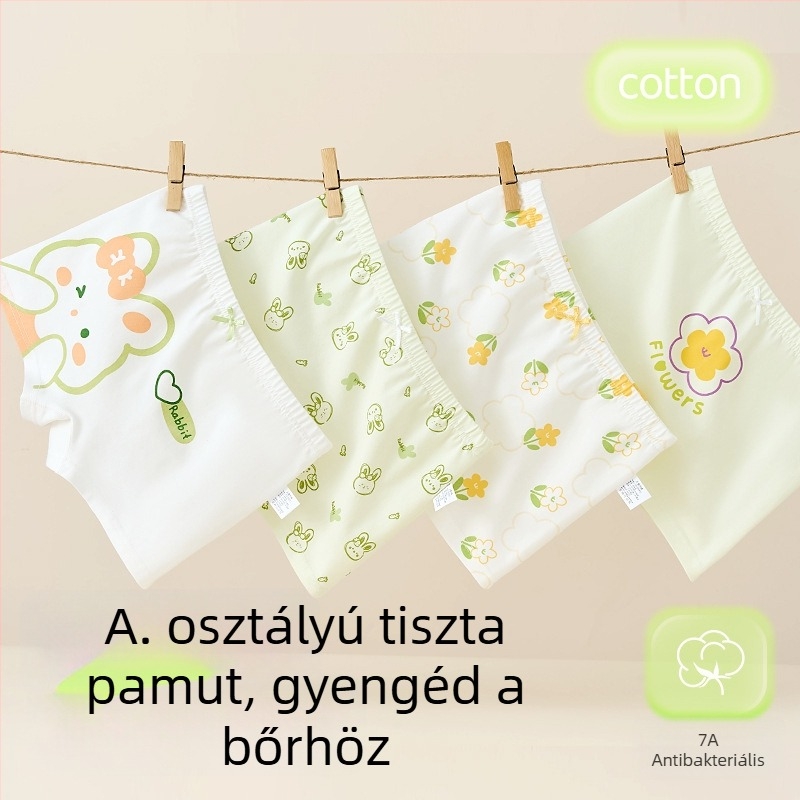 Lányoknak készült lélegző pamut alsónemű, A típus, középmagas derekú boxeralsó