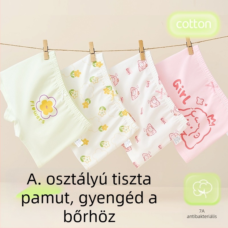 Lányoknak készült lélegző pamut alsónemű, A típus, középmagas derekú boxeralsó