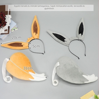 Cosplay kellékek készlet: Eevee-stílusú rókafül és fejfedő, valamint farok, felnőtteknek, 2025 tavasz, kód Ibrahim
