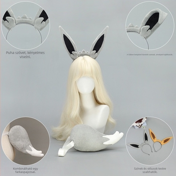 Cosplay kellékek készlet: Eevee-stílusú rókafül és fejfedő, valamint farok, felnőtteknek, 2025 tavasz, kód Ibrahim