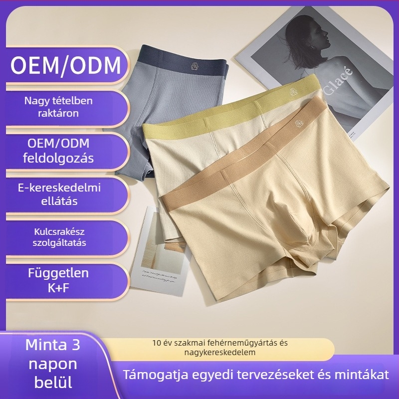 Pamut férfi boxeralsó középmagas derék, egyszínű, 95% pamut, Mulberry selyem derékvarrat a hátsó résznél 8,8%