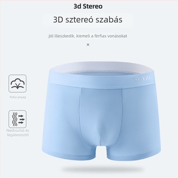 Férfi Ice Silk boxer brief, varrás nélküli, lélegző, sportos, nagy méret, egyszínű, pamut betéttel