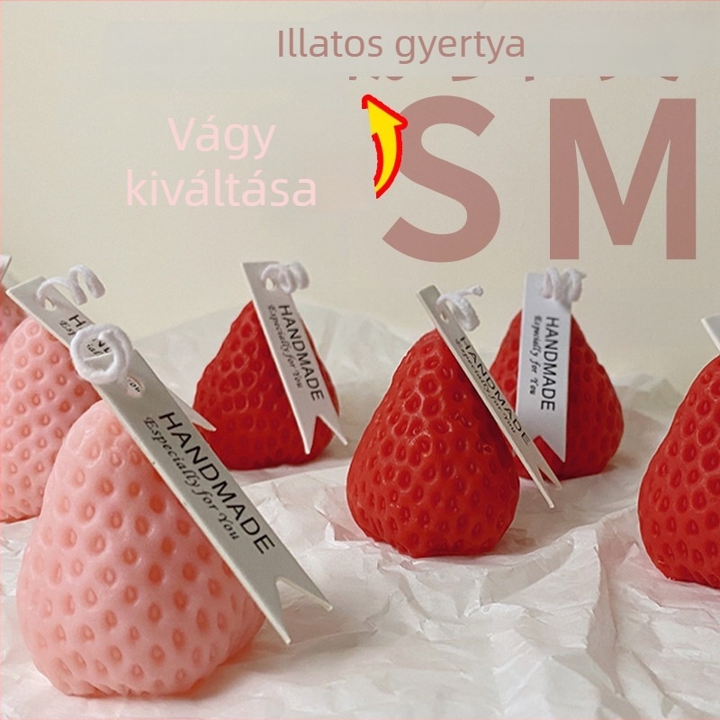 eper témájú illatos gyertya, 40°C alacsony hőmérséklet, égésgátló, fotóprop, raktáron