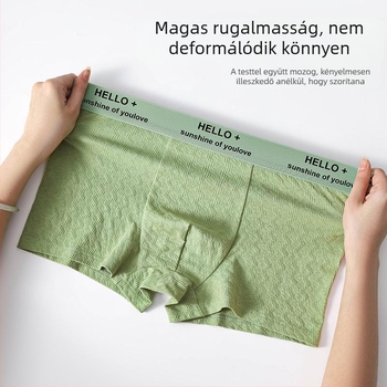 Férfi pamut boxer alsó antibakteriális védőrésszel az ágyéki területen, lélegző jacquard szövés, 90–95% pamut, középmagas derekú
