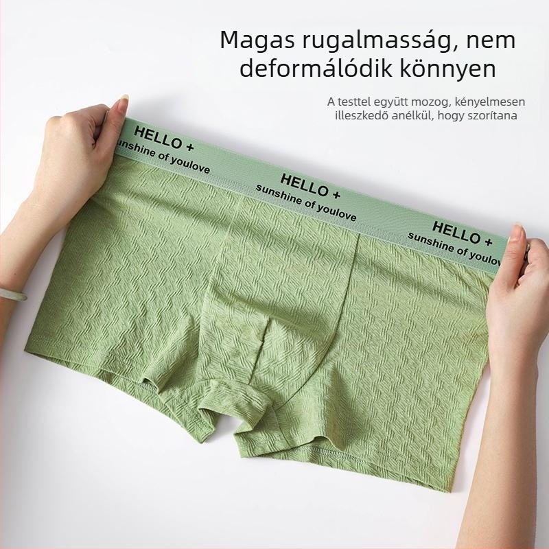 Férfi pamut boxer alsó antibakteriális védőrésszel az ágyéki területen, lélegző jacquard szövés, 90–95% pamut, középmagas derekú