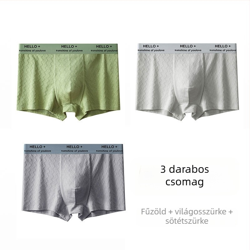 Férfi pamut boxer alsó antibakteriális védőrésszel az ágyéki területen, lélegző jacquard szövés, 90–95% pamut, középmagas derekú