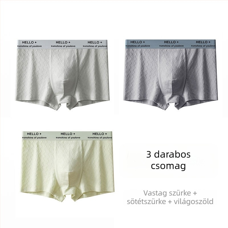 Férfi pamut boxer alsó antibakteriális védőrésszel az ágyéki területen, lélegző jacquard szövés, 90–95% pamut, középmagas derekú