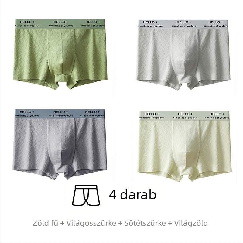 Férfi pamut boxer alsó antibakteriális védőrésszel az ágyéki területen, lélegző jacquard szövés, 90–95% pamut, középmagas derekú