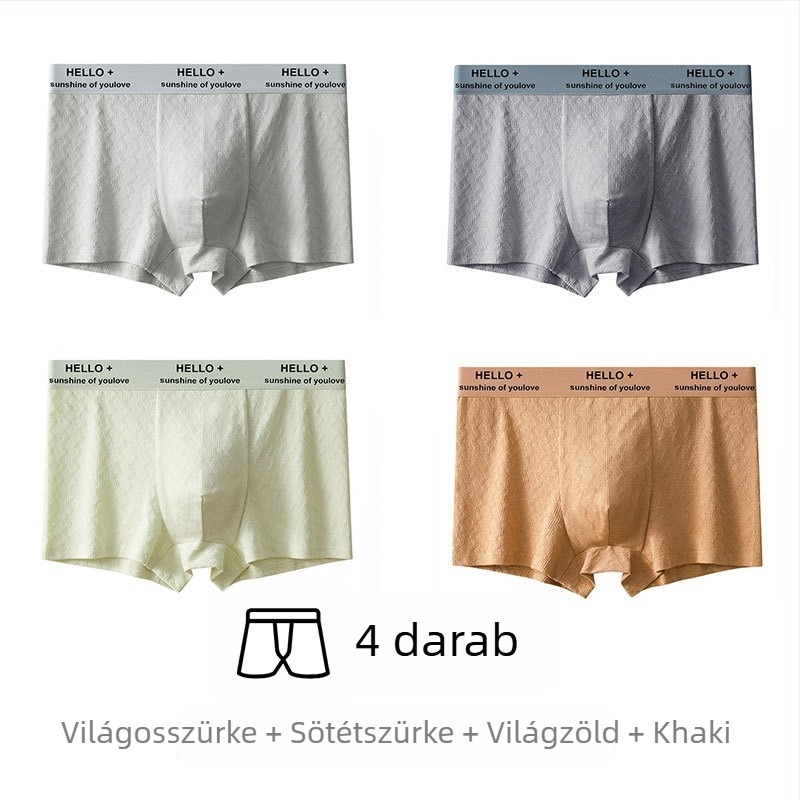 Férfi pamut boxer alsó antibakteriális védőrésszel az ágyéki területen, lélegző jacquard szövés, 90–95% pamut, középmagas derekú