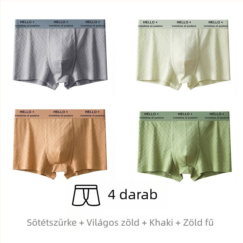Férfi pamut boxer alsó antibakteriális védőrésszel az ágyéki területen, lélegző jacquard szövés, 90–95% pamut, középmagas derekú