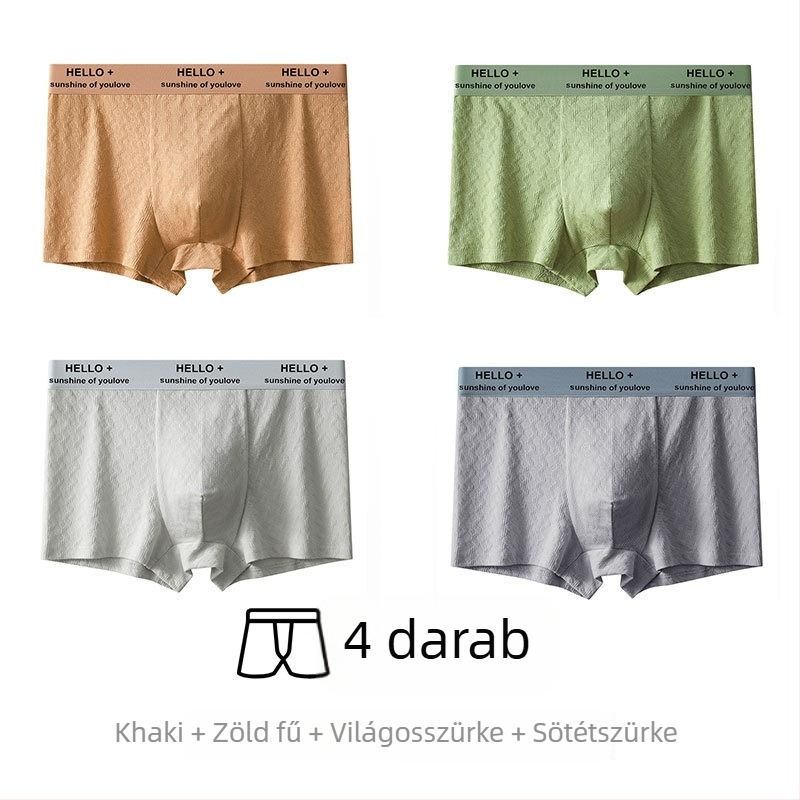 Férfi pamut boxer alsó antibakteriális védőrésszel az ágyéki területen, lélegző jacquard szövés, 90–95% pamut, középmagas derekú