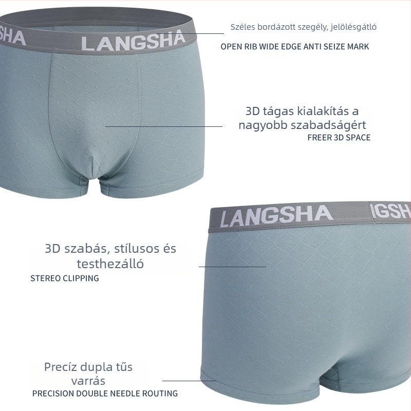 Langsha férfi pamut boxer alsó nyárra, vékony és légáteresztő