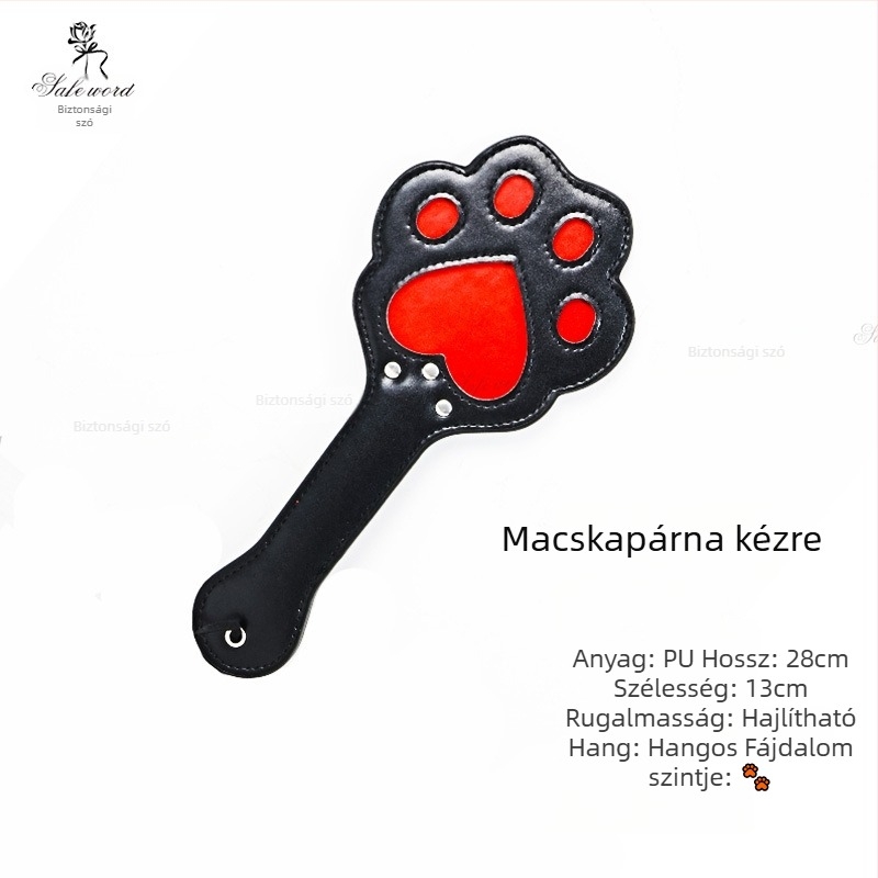 Bőr macska mancsa ostor – szív motívum és kör alakú dizájn edzésre (Raktáron)