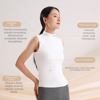 Női meleg mellény német fleece-ből, félmagas nyak, ultra vastag 301-350 g/m², akril