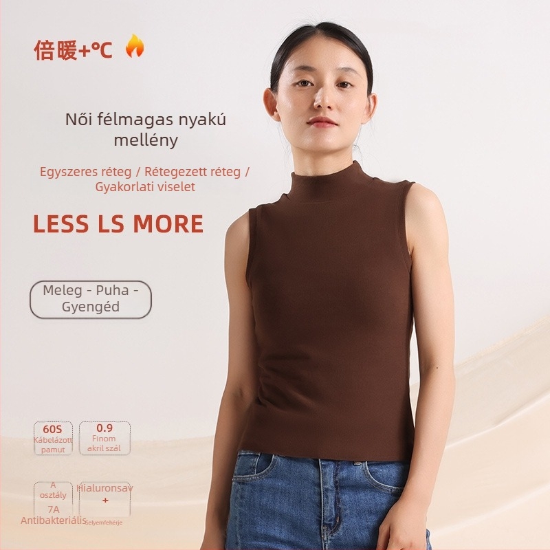 Női meleg mellény német fleece-ből, félmagas nyak, ultra vastag 301-350 g/m², akril