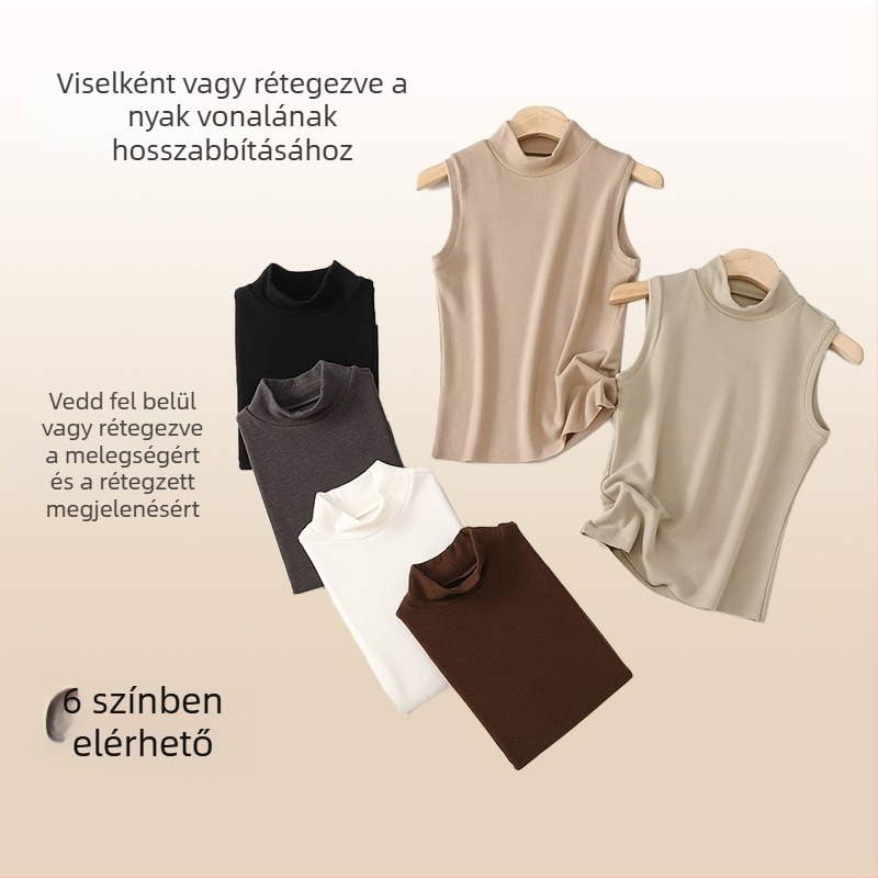 Női meleg mellény német fleece-ből, félmagas nyak, ultra vastag 301-350 g/m², akril