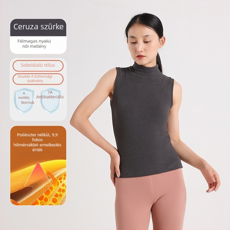 Női meleg mellény német fleece-ből, félmagas nyak, ultra vastag 301-350 g/m², akril