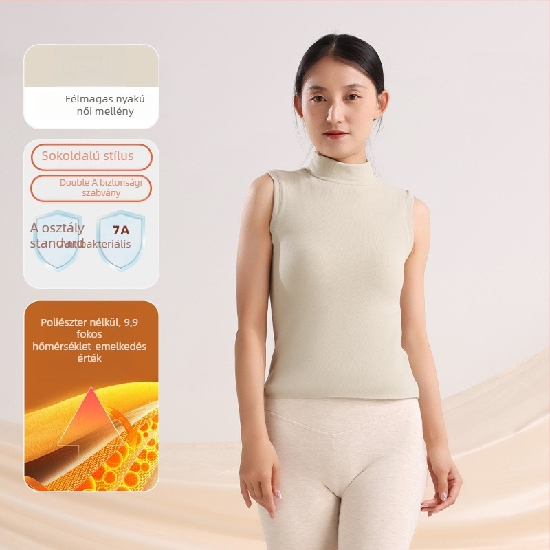 Női meleg mellény német fleece-ből, félmagas nyak, ultra vastag 301-350 g/m², akril