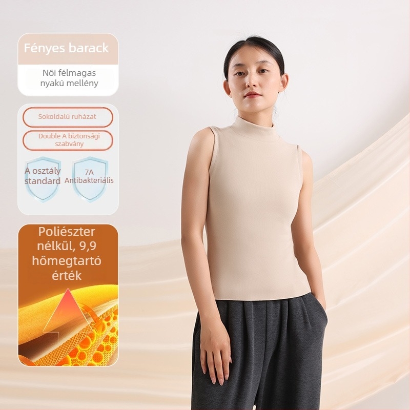 Női meleg mellény német fleece-ből, félmagas nyak, ultra vastag 301-350 g/m², akril