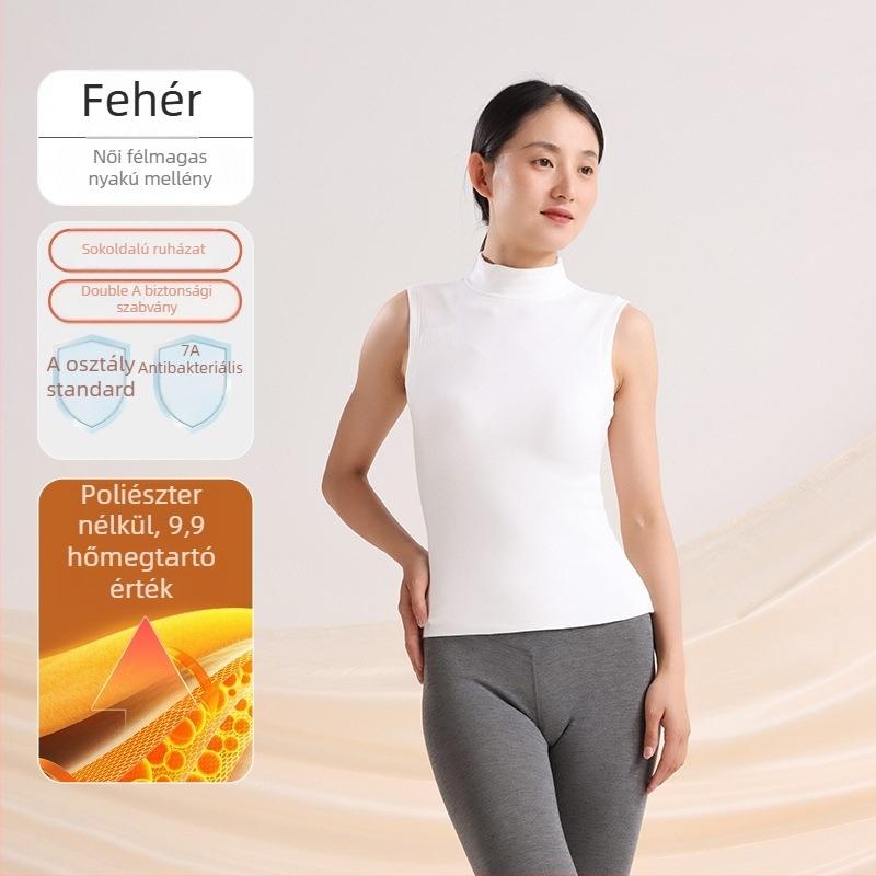 Női meleg mellény német fleece-ből, félmagas nyak, ultra vastag 301-350 g/m², akril