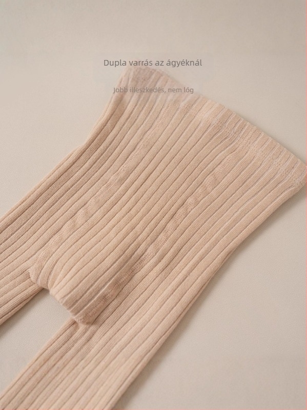 Gyerekeknek készült poliészter-pamut keverékből készült egyszínű leggings, lábfejes, tavasz–őszre, 3–8 éveseknek (100–140 cm)