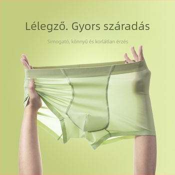 Férfi Ice Silk seamless boxer alsó, középmagas derekú, lélegző, antibakteriális