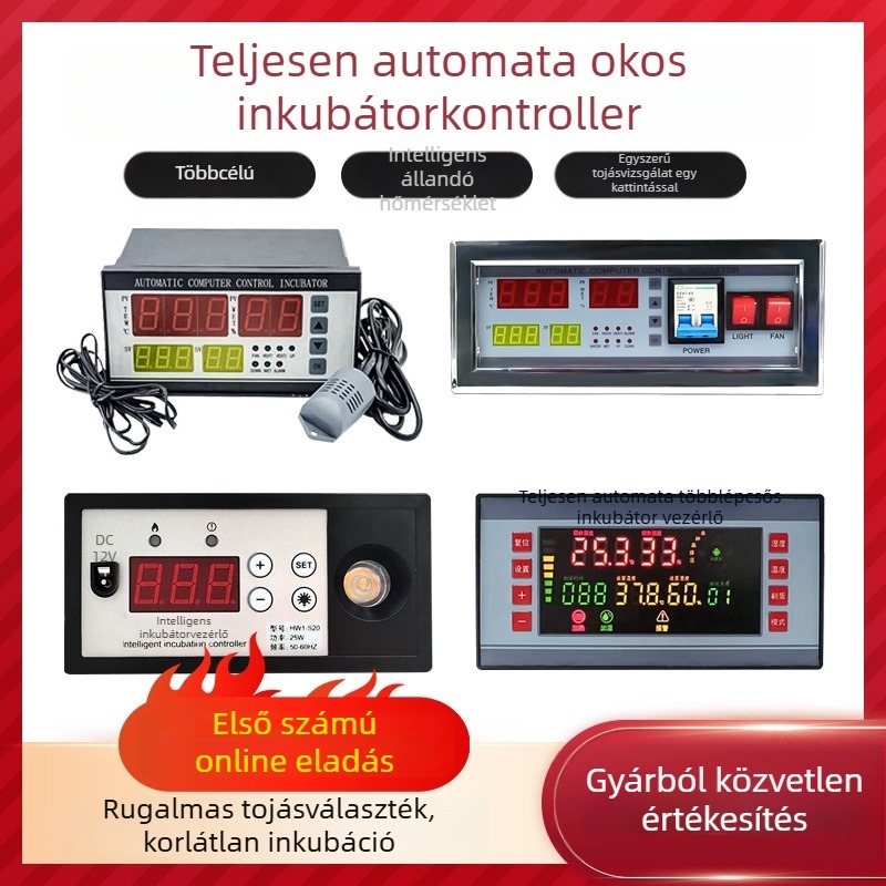 Inkubátorvezérlő digitális kijelzős termosztáttal, MOS tranzisztor, teljesen automata inkubáció, állandó hőmérséklet-szabályozás