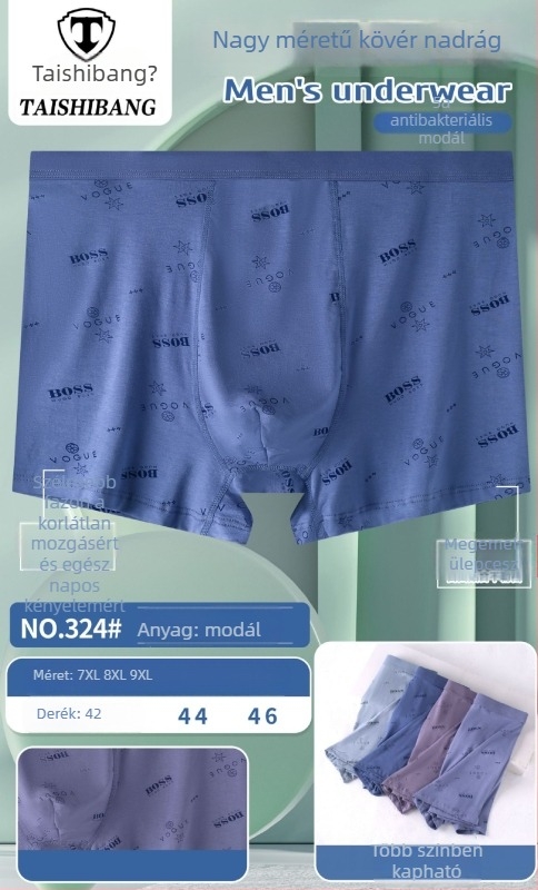 Férfiak számára modál pamutú magas derekú boxeralsó, plusz méret