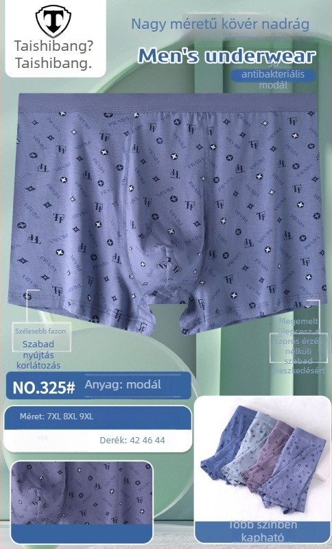 Férfiak számára modál pamutú magas derekú boxeralsó, plusz méret