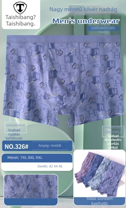 Férfiak számára modál pamutú magas derekú boxeralsó, plusz méret