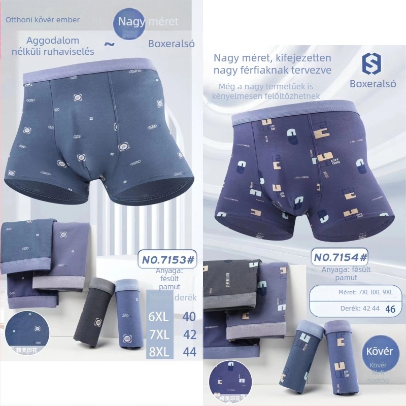 Férfiak számára modál pamutú magas derekú boxeralsó, plusz méret