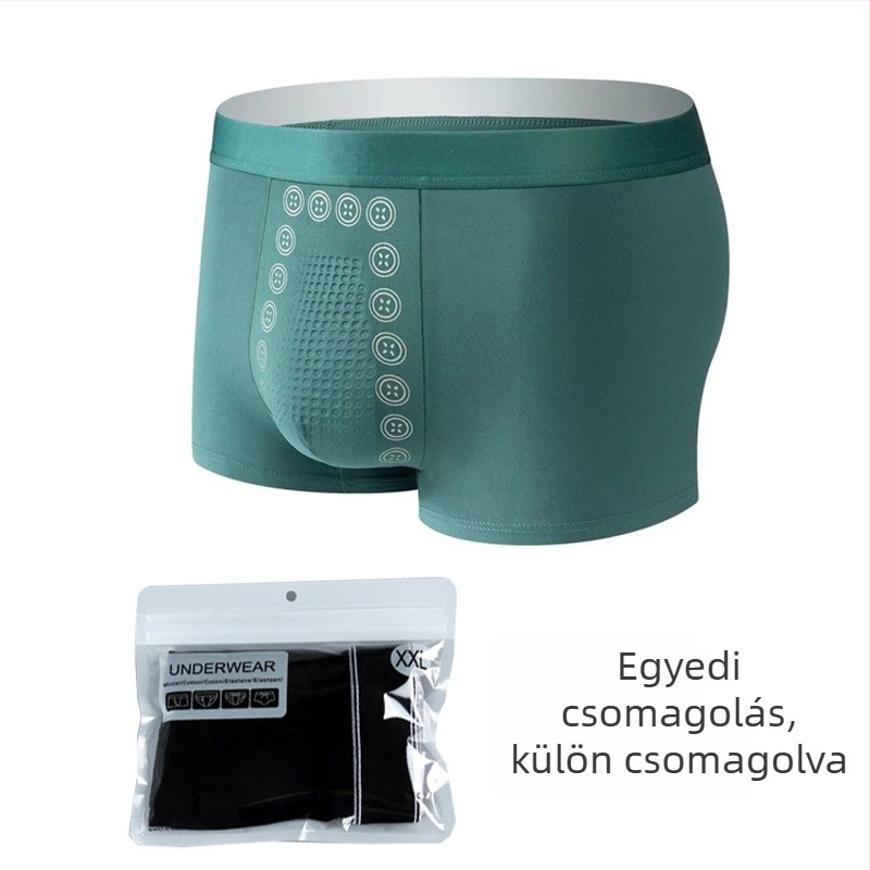 Férfi boxeralsó masszázsgolyókkal, lélegző, bőrbarát, kényelmes, középmagas derék, nagy méret